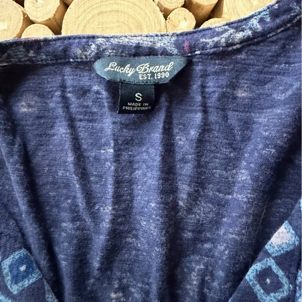Lucky Brand Blue Printed Long Sleeve Top - Picture 2 of 3